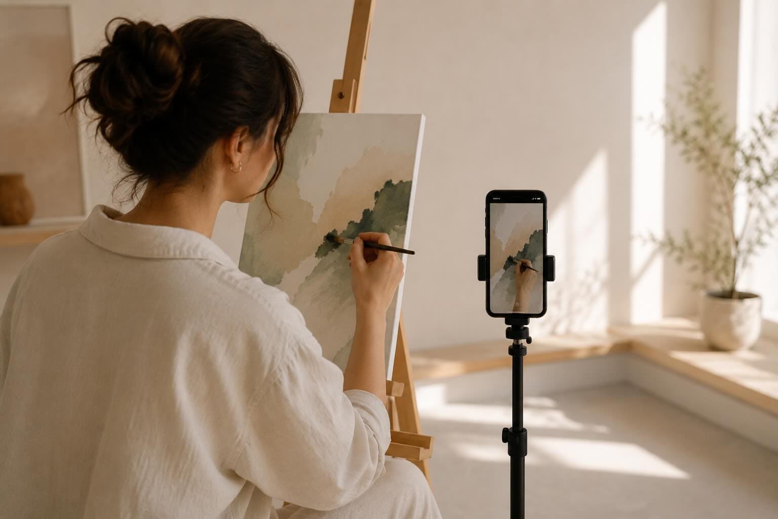 Facebook Reels for artists: cinematic room mockup reel on a phone