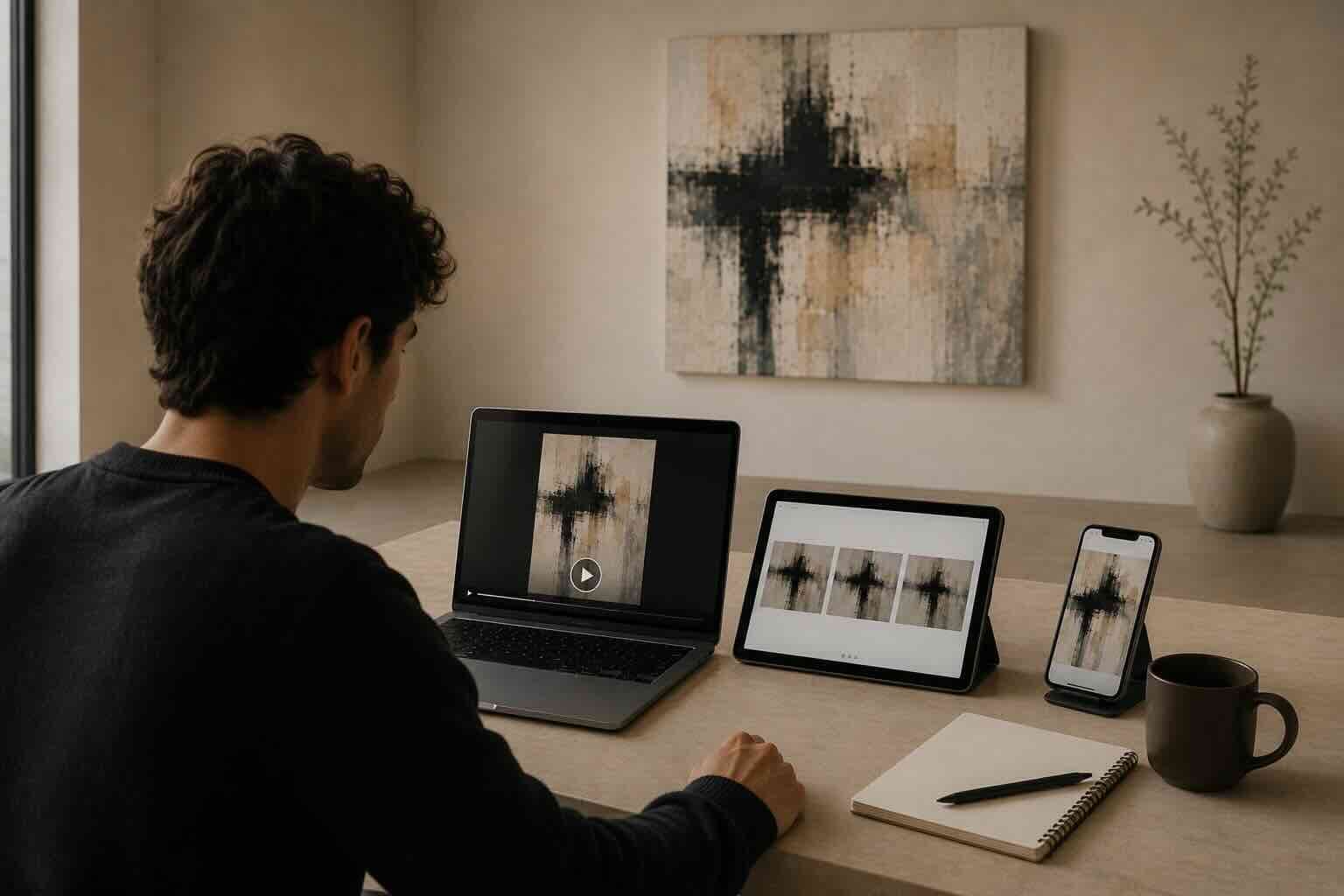 Gallery Instagram reel and carousel promoting an exhibition opening