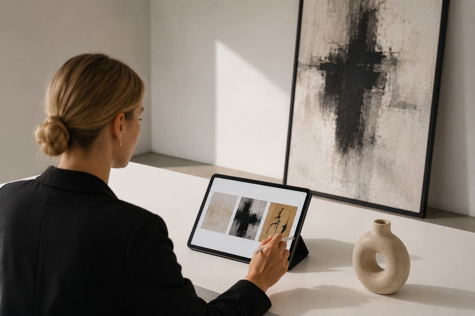 New artwork presented as a photoreal room mockup for an online gallery release