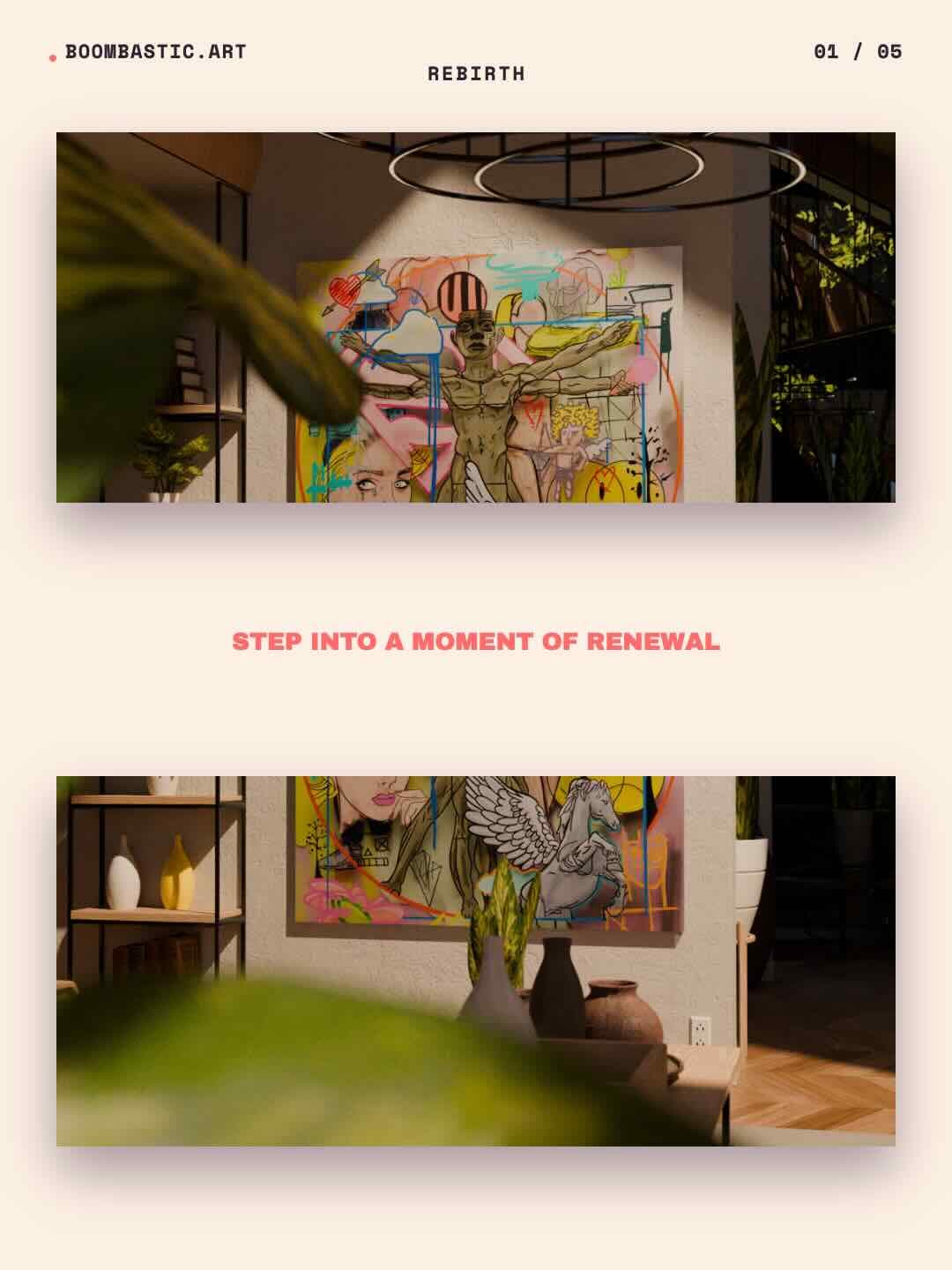 Art carousel maker slide 1: artwork in a MOCKLIO room scene