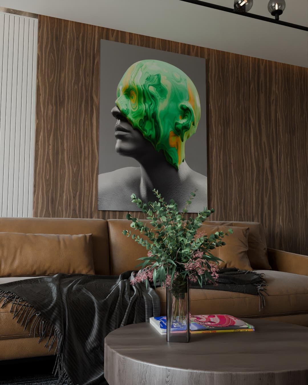 Printful wall art listing with custom room mockup