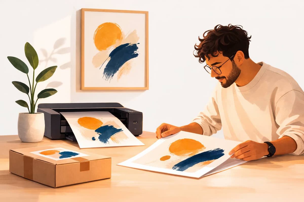Print on demand for artists: visualize with room mockups, list, then fulfill